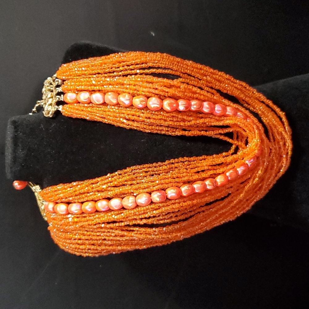 Vintage 31 Strand Glass Bead Choker